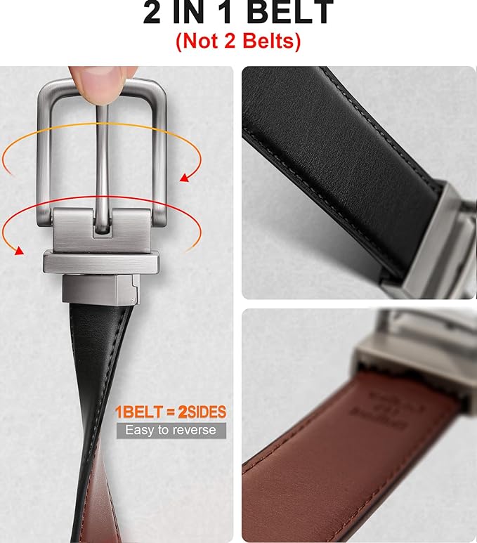 Men's Belt, Reversible Belt Adjustable For Gift Men 1.25” view 2