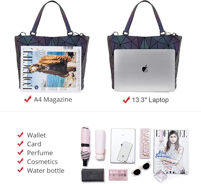 Geometric Luminous Purses and Handbags Holographic Reflective Crossbody Bag view 3