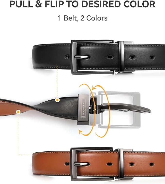 Mens Belts Leather 1 Pack - 1.25" Reversible Belts for Dress Pants view 2