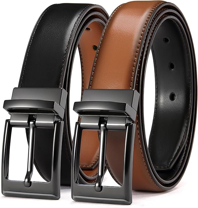 Mens Belts Leather 1 Pack - 1.25" Reversible Belts for Dress Pants