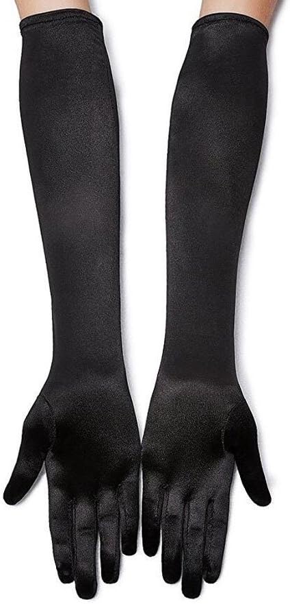 Long Opera Party Gloves for Women 1920s 20s Satin Gloves Costumes Elbow Length Bridal Evening Dress, 21.6 inches view 2