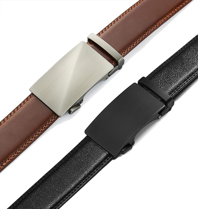 Leather Ratchet Belt Men 2 Pack - Customizable Fit, Effortless Style (35mm) view 2