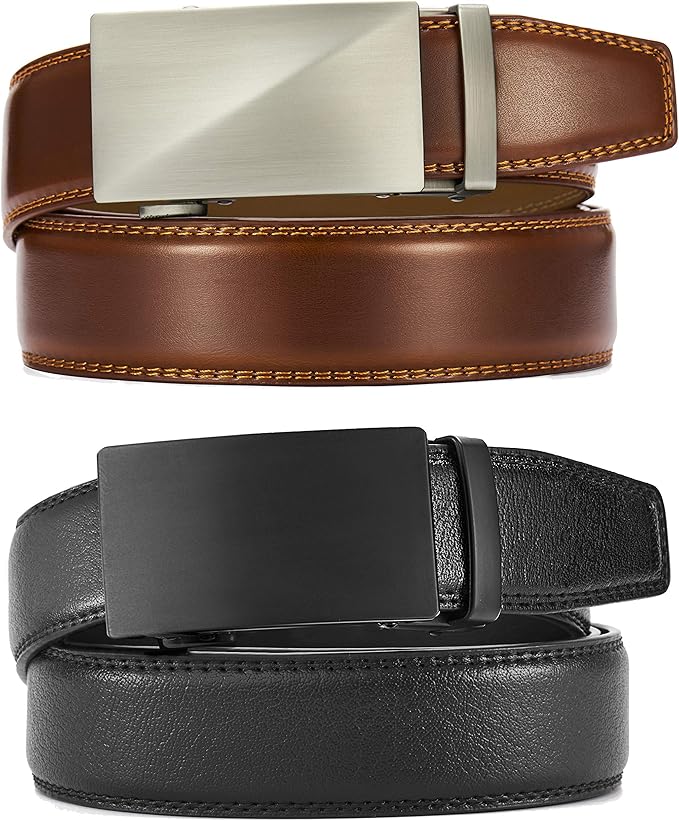 Leather Ratchet Belt Men 2 Pack - Customizable Fit, Effortless Style (35mm) view 3