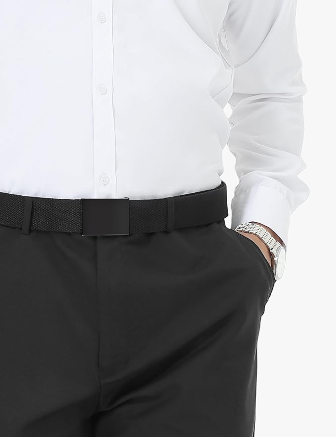 Mens Work Belts, Holeless Adjustable Canvas Web Cloth Fabric Belts view 2