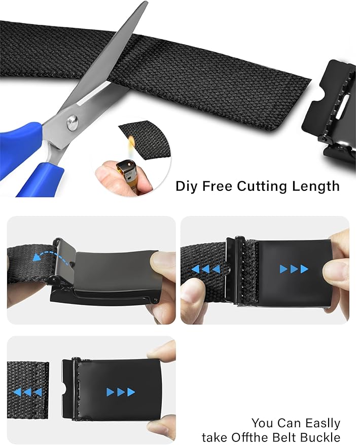 Mens Work Belts, Holeless Adjustable Canvas Web Cloth Fabric Belts view 4