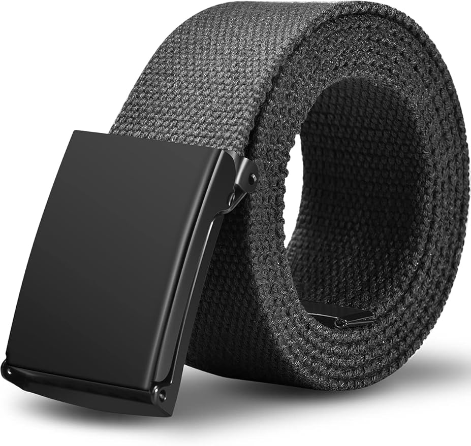 Mens Work Belts, Holeless Adjustable Canvas Web Cloth Fabric Belts
