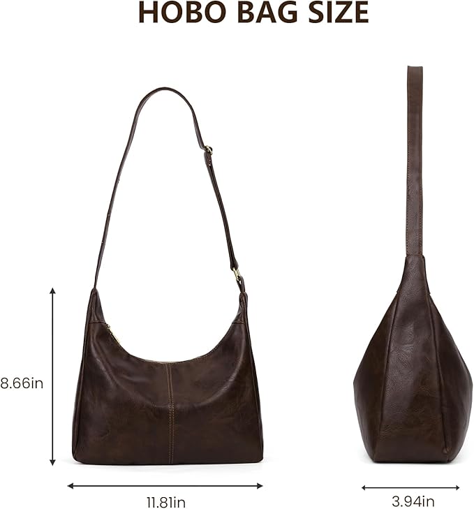 Slouchy Hobo Bags for Women Leather Shoulder Bag Everyday Purse view 3