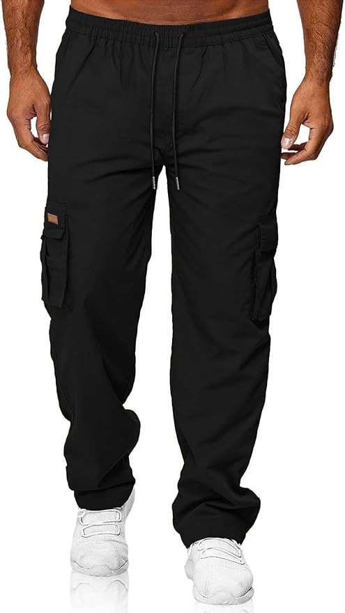 Men's Casual Cargo Sweatpants Waist Drawstring Joggers view 3