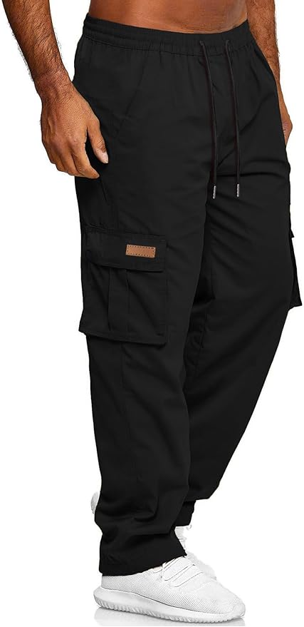 Men's Casual Cargo Sweatpants Waist Drawstring Joggers view 4