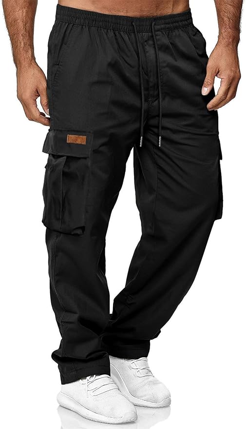 Men's Casual Cargo Sweatpants Waist Drawstring Joggers