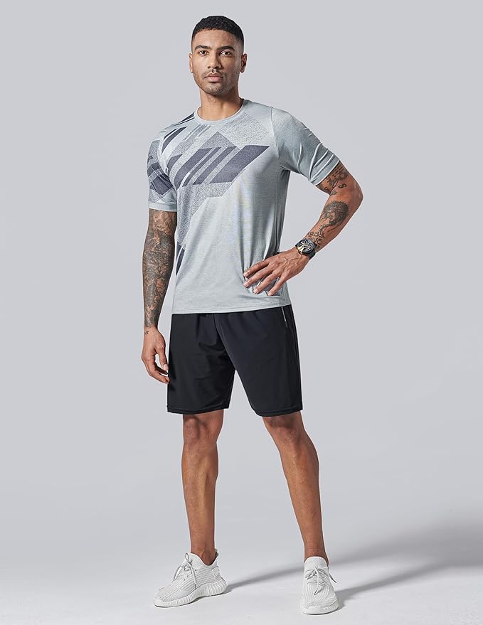 Men’s Active Quick Dry Crew Neck T Shirts Athletic Running Gym Workout view 2