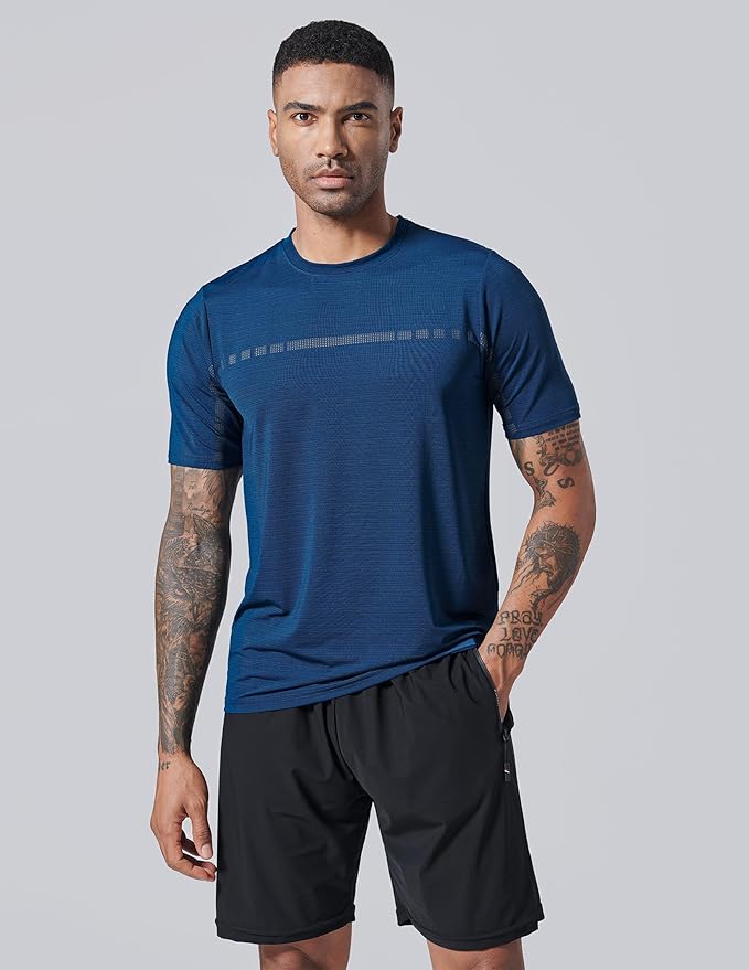 Men’s Active Quick Dry Crew Neck T Shirts Athletic Running Gym Workout view 3