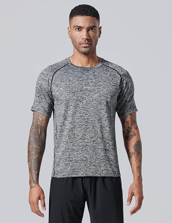 Men’s Active Quick Dry Crew Neck T Shirts Athletic Running Gym Workout view 4