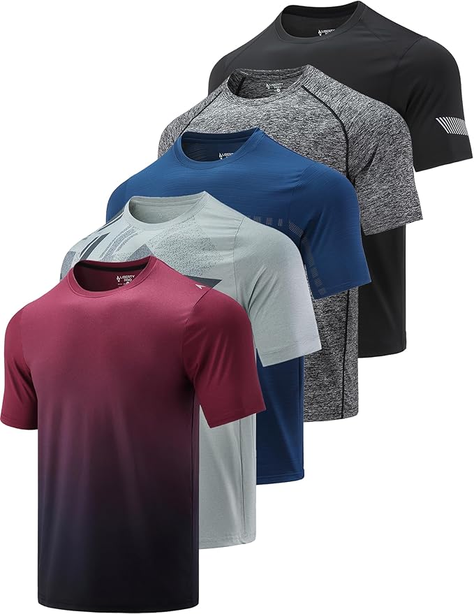 Men’s Active Quick Dry Crew Neck T Shirts Athletic Running Gym Workout