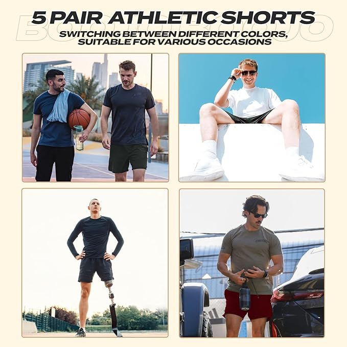 Athletic Gym Mens Shorts Quick Dry Basketball Shorts with Pockets view 4