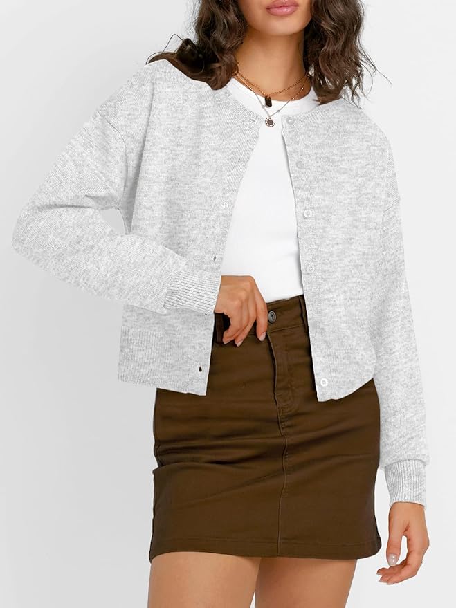Cropped Cardigan Sweaters for Women Lightweight Crop Cotton Knit Y2k Fall Outfits view 2